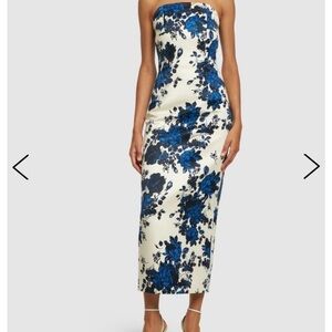 Emilia Wickstead Yulie strapless floral taffeta-faille midi dress size UK8/US4.